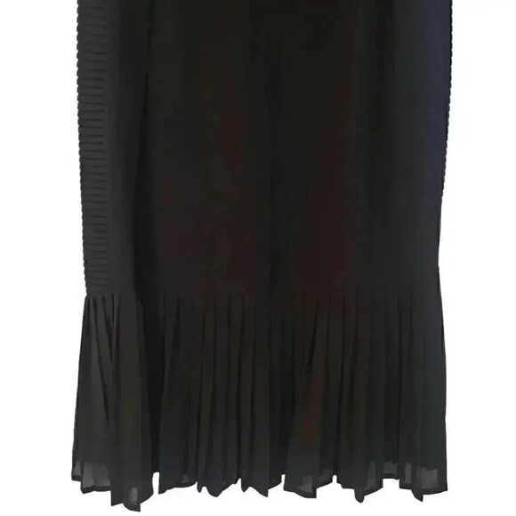 Freeway Women's Black Poly Georgette Beaded Pleated Drop Waist Sleeveless Lined - Picture 12 of 12